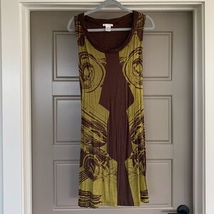 Y2K Brown and Green Sleeveless Dress
